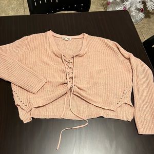 Cropped blush pink sweater size L